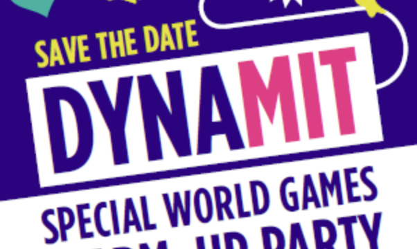 Bunte Grafik und Schrift DYNAMIT Special World Games Warm-Up Party