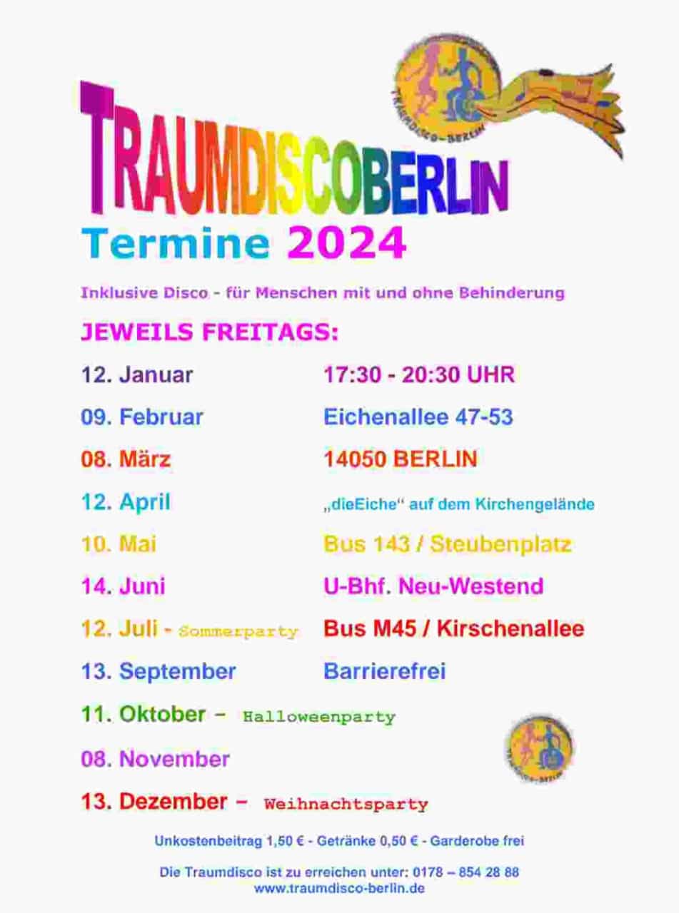 Flyer der Traumdisco mit Texten wie im Beitrag