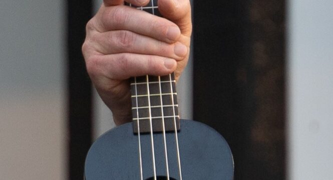 eine Mandoline wird ins Bild gehalten