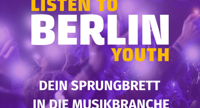 Listen To Berlin Schriftzug mit Schrift: "Dein Sprungbrett in die Musikpbranche".